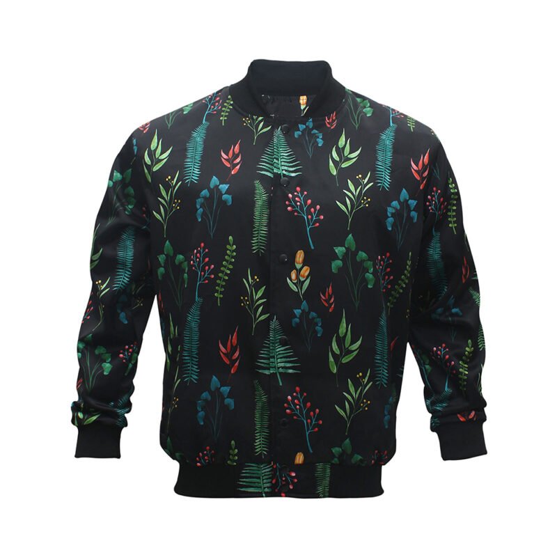 Stain Varsity Jacket with flower texture front