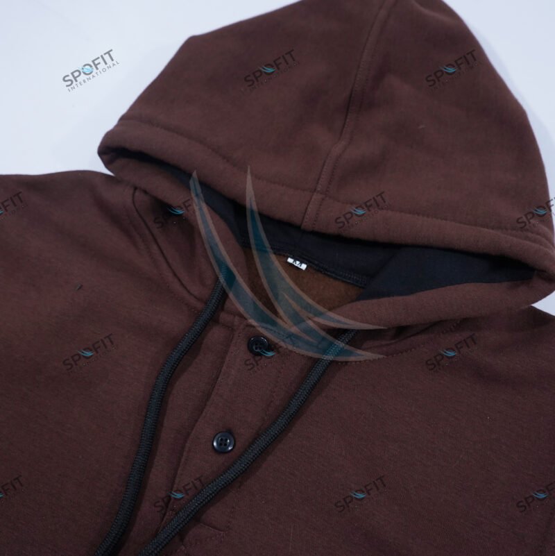 Cozy Fleece Track Hoodie with Double Button Placket - Image 2